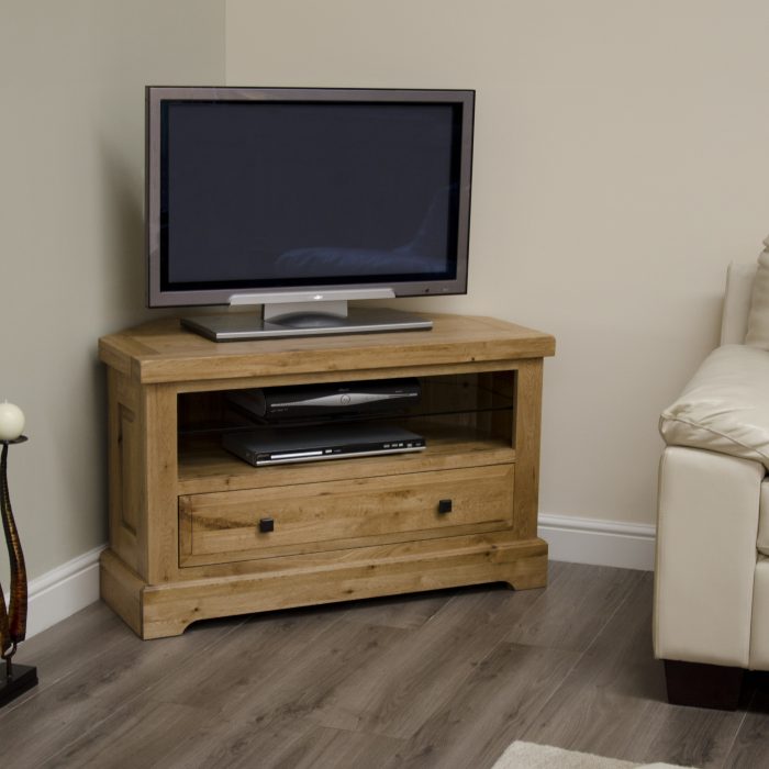 oak corner TV unit