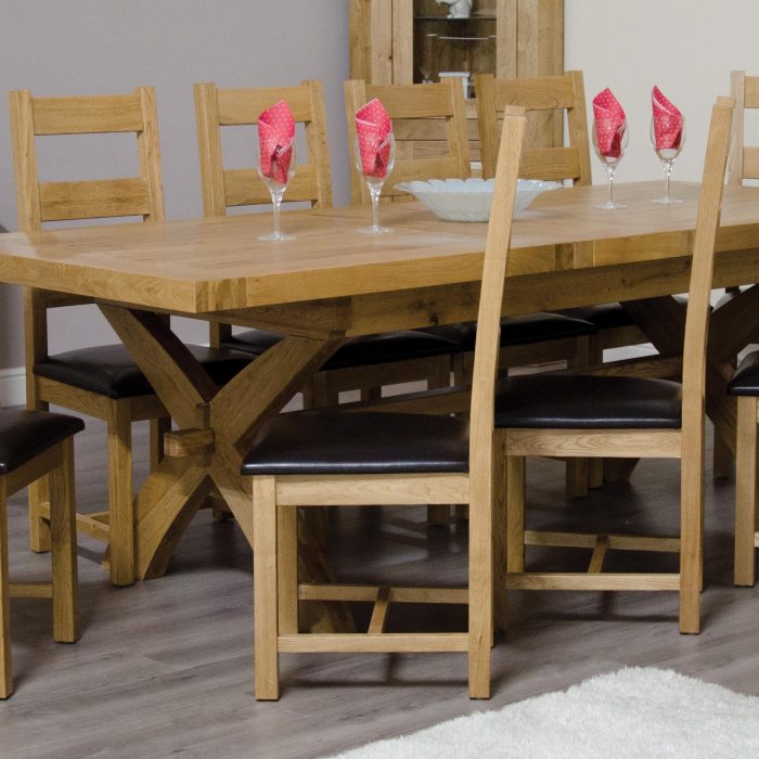 Oak extending dining table