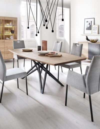 Korgan Walnut Table with Black Anthracite Pedestal