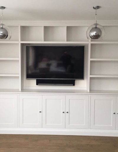 Media Unit in Shaker Style. Finished in Ice White