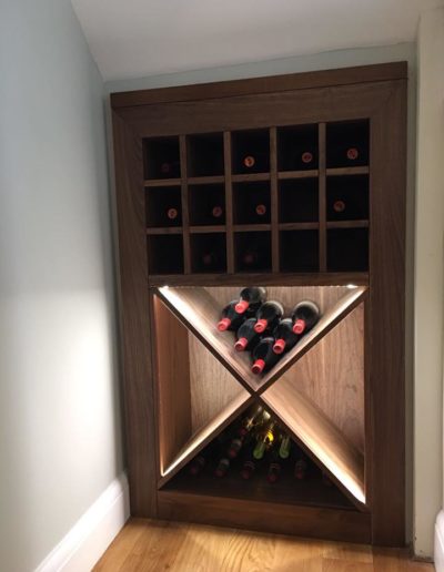 Under Stairs Walnut Wine Storage