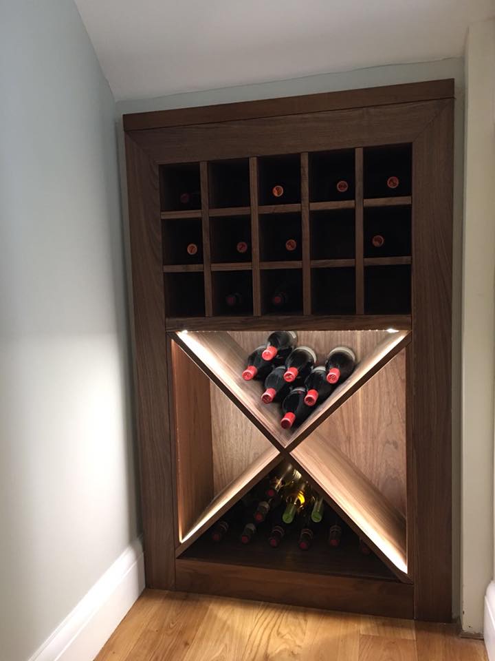 Under Stairs Walnut Wine Storage