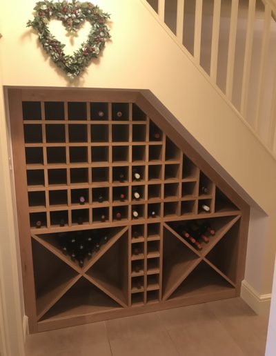 bespoke oak furniture Understairs Wine Unit in Solid Oak