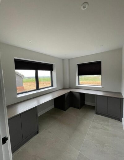 Modern bespoke handle less desk unit
