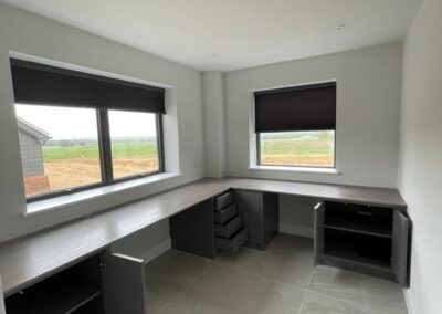 bespoke desk unit open cupboards