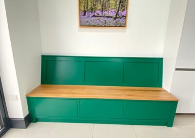 Bespoke bench with solid oak top & push drawers