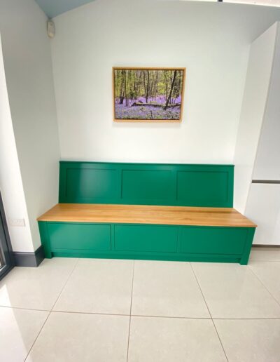 Bespoke bench with solid oak top & push drawers