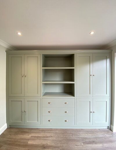 Shaker style bespoke kitchen display unit to match our customer’s existing kitchen finished in Farrow and Ball pigeon paint
