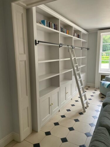 White-bookcase-with-ladder