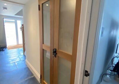 Second internal solid oak door with frosted glass