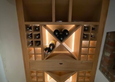 Unique wine rack with recessed LED lights