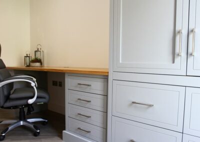 home office desk in natural stone lacquered solid oak top