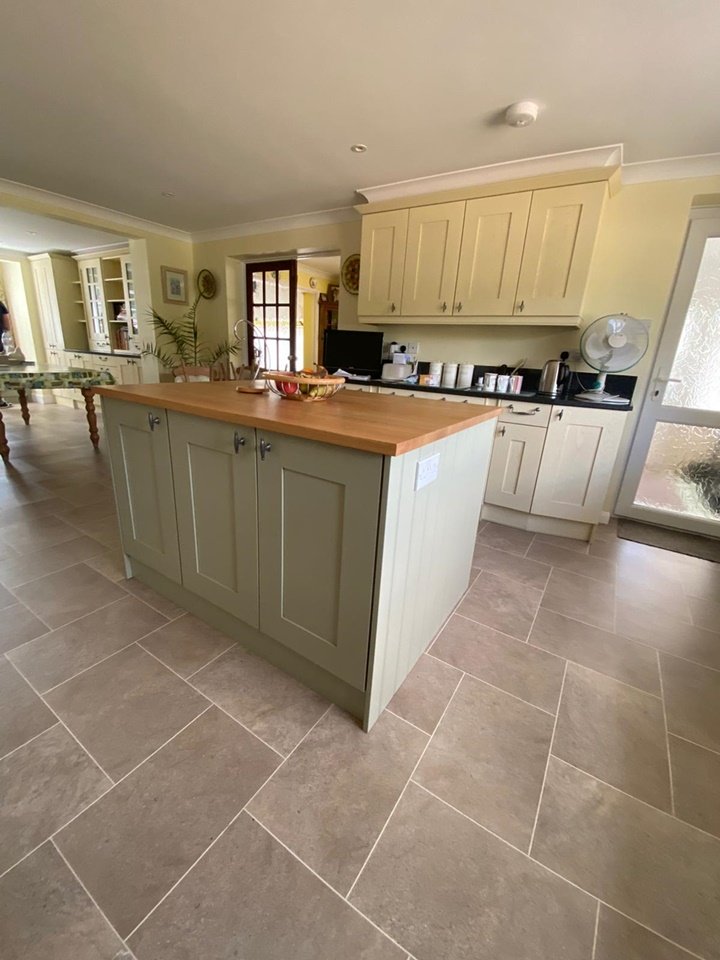 Bespoke kitchen island with solid oak top