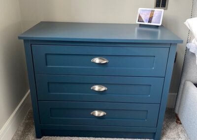 Bedside cabinets all finished in Farrow and Ball down pipe paint