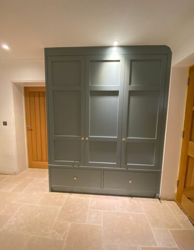 Boot room unit with coat & shoe storage & remote sensor lights