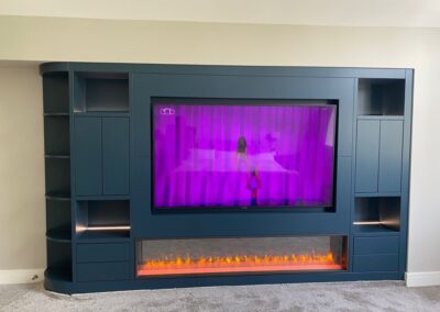 Media unit with fire surround, feature LED lights & push touch doors