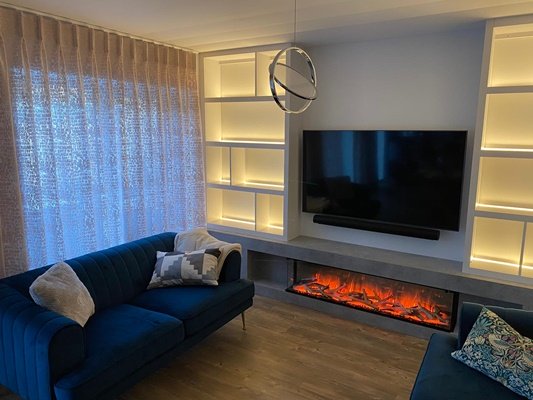 media unit with fire surround