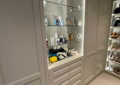 Open glass displays units with LED strip lights