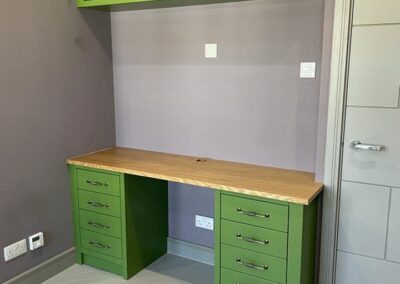 Bespoke desk with cupboards above