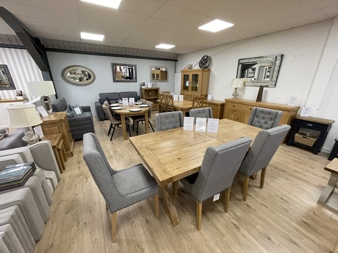Dining room table display showroom