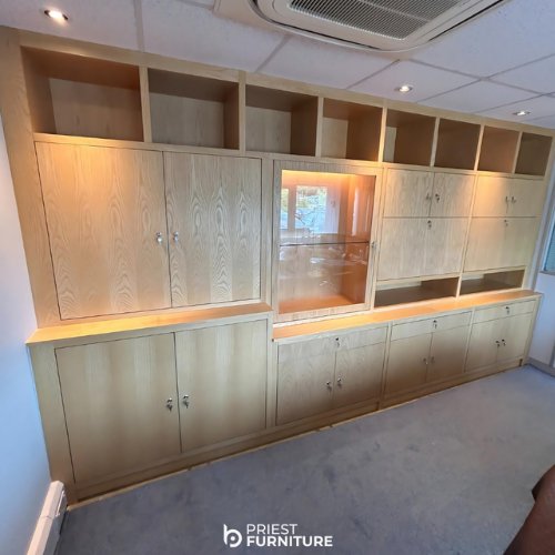 Bespoke boardroom cabinetry in ash